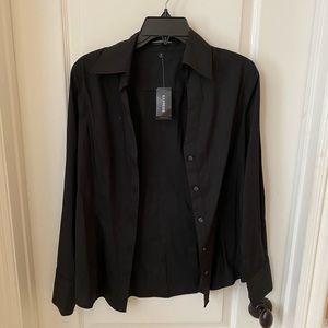 Express Black Button Down Blouse